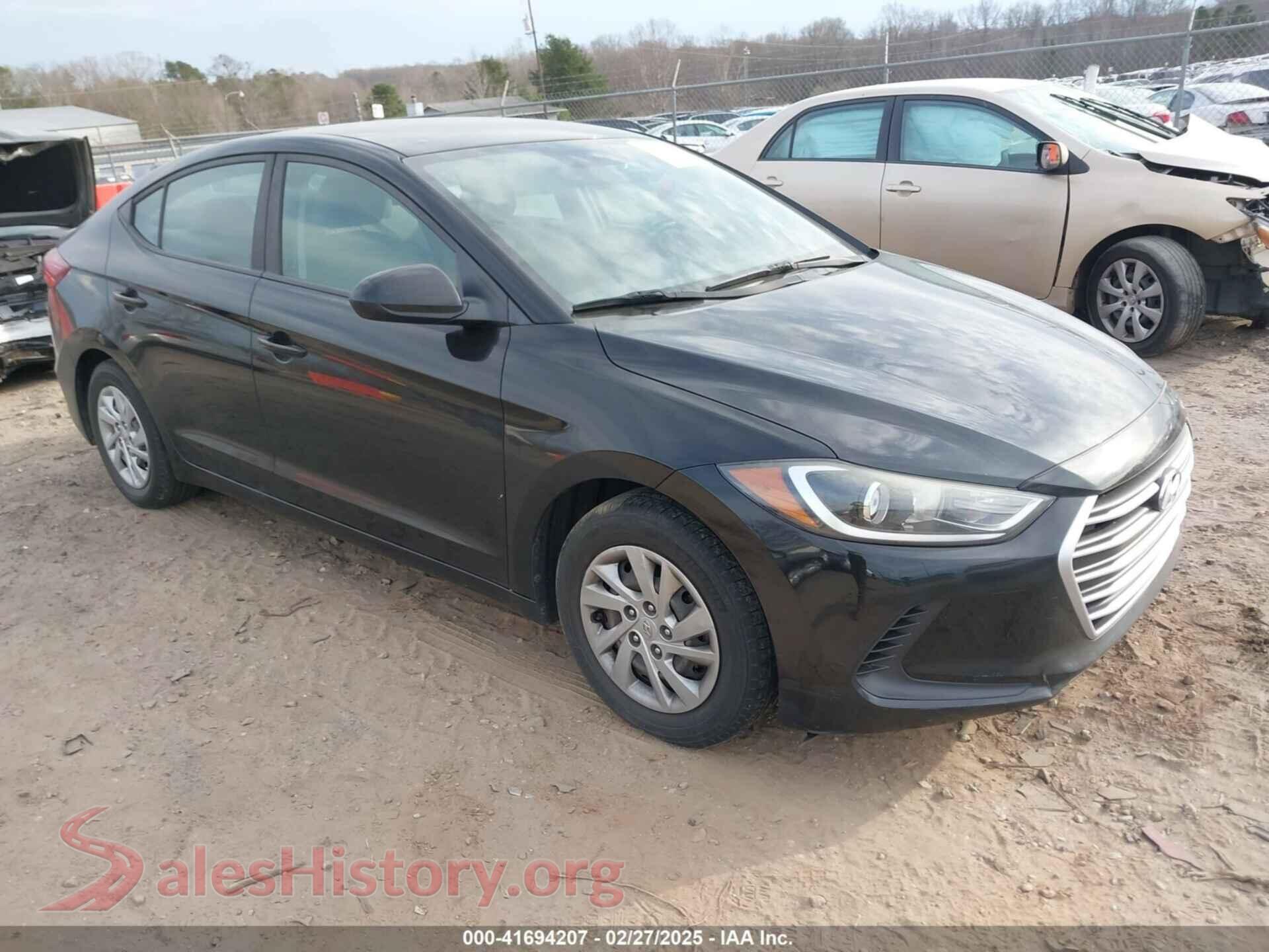 2017 HYUNDAI ELANTRA — VIN KMHD74LF6HU404926