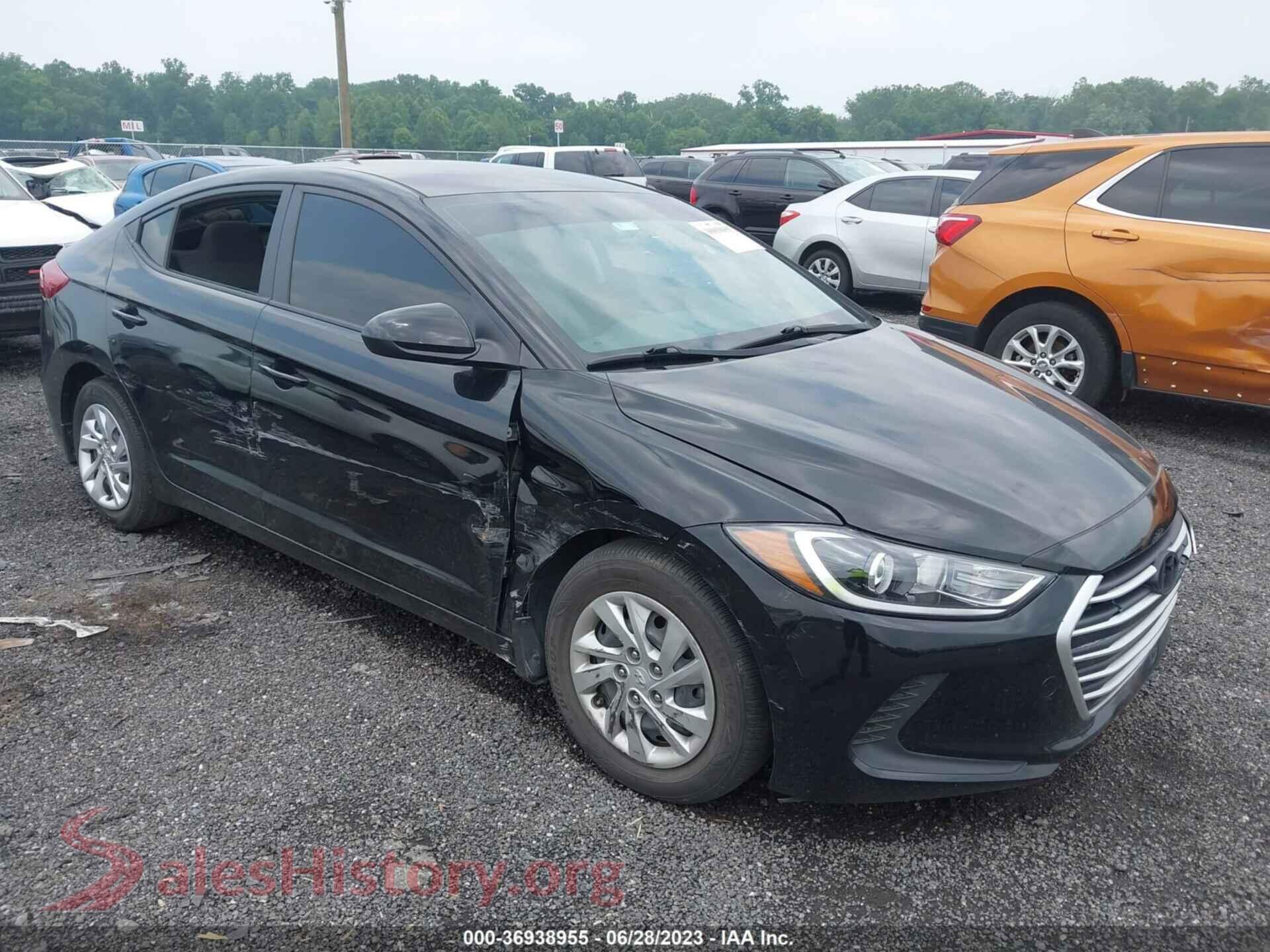 2017 HYUNDAI ELANTRA — VIN KMHD74LF9HU399544