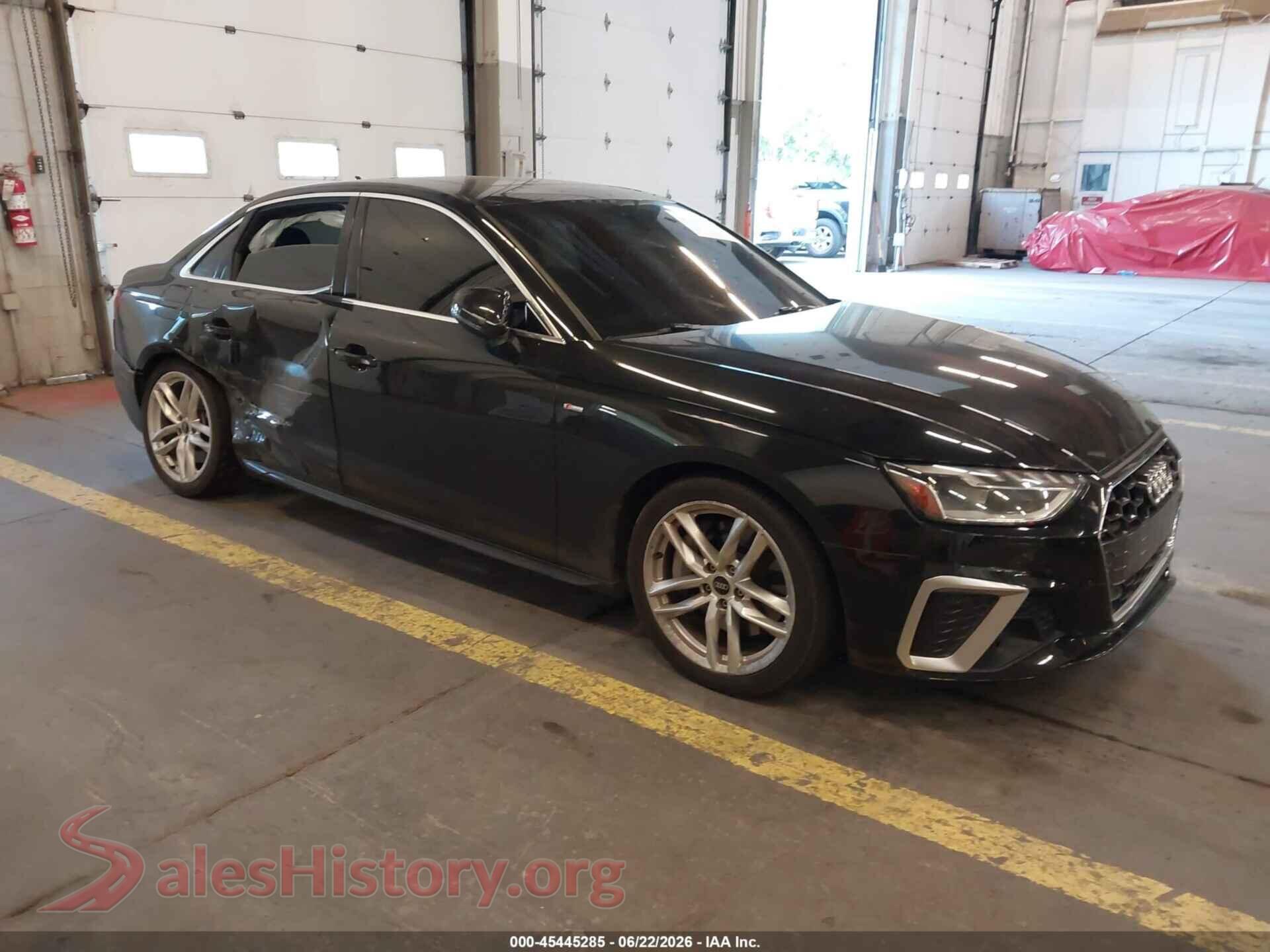 2022 AUDI A4 — VIN WAUEAAF45NN011831