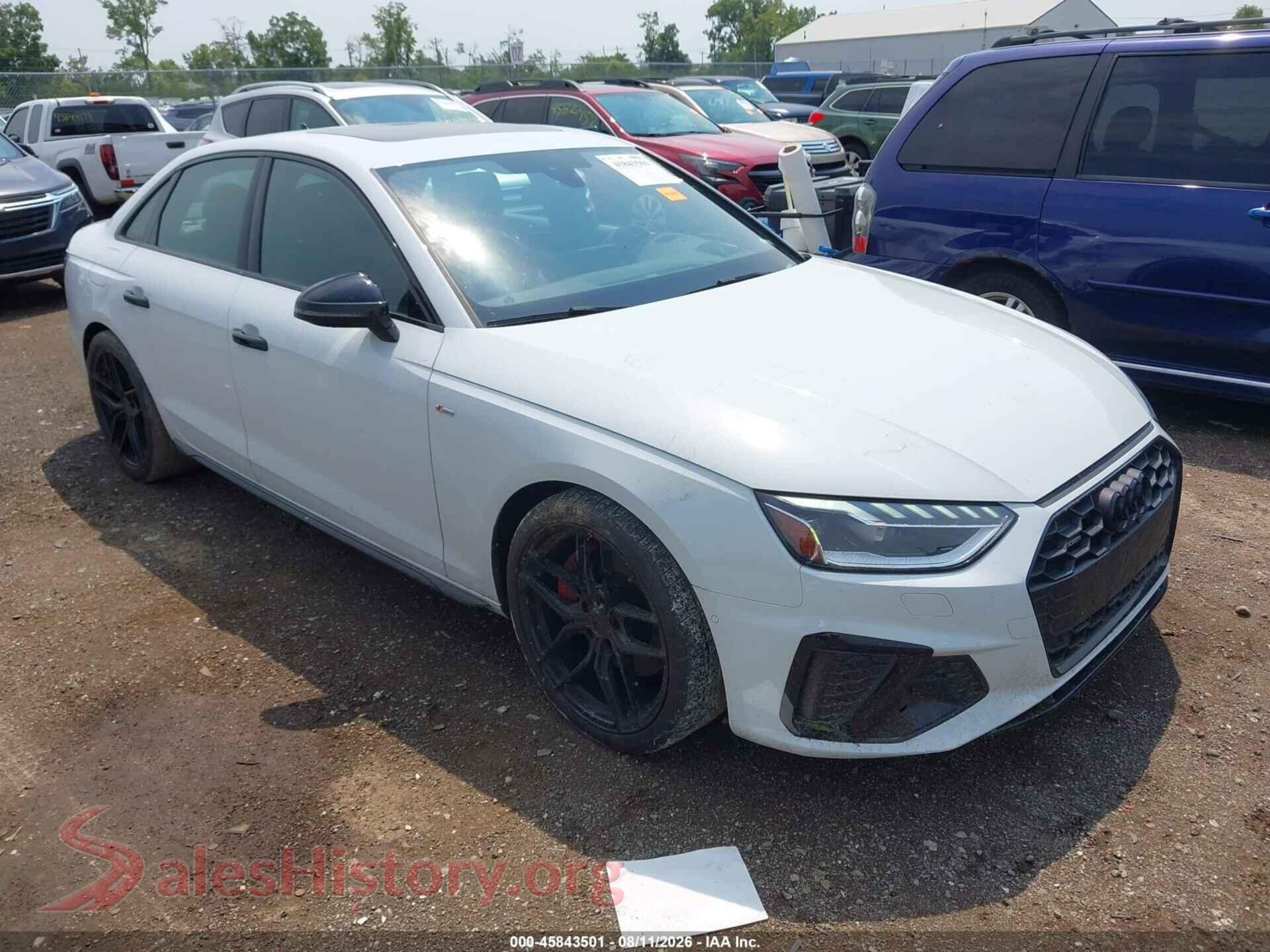 2022 AUDI A4 — VIN WAUFAAF48NA045449